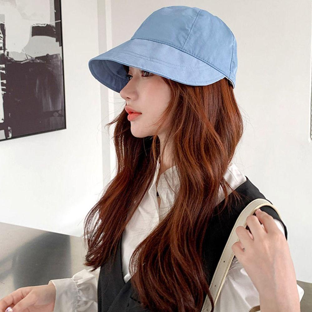 Mũ đi biển SLICELLIFE, Mũ chống nắng đuôi ngựa dây rút, Mũ xô vành rộng có thể gập lại có thể gập lại mùa hè dành cho nam nữ