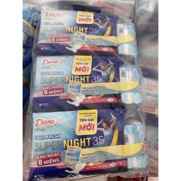 Combo 6 gói Băng vệ sinh Diana Sensi Cool Fresh ban đêm 29cm tặng
