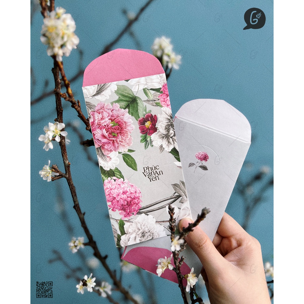 GX 016 Bao lì xì cao cấp Gác xép họa tiết hoa văn vintage chất liệu Kraft nhật cổ truyềnTết xưa 2025 (Phúc Vinh set)
