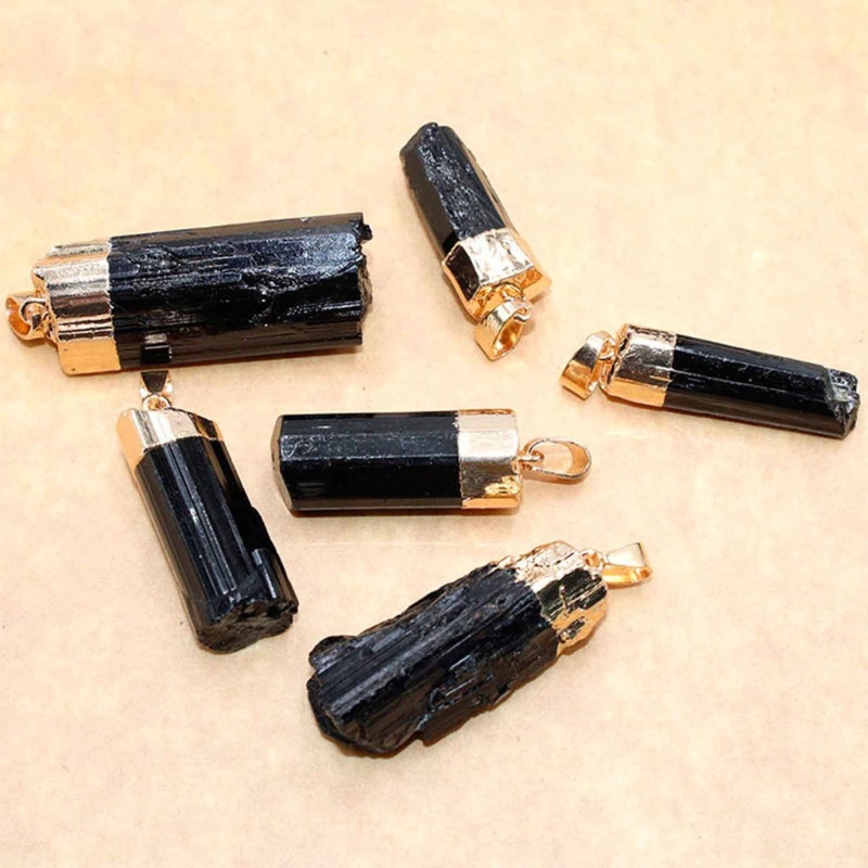 Mặt dây chuyền Tourmaline đen tự nhiên không đều, đá chữa lành, năng lượng trang sức