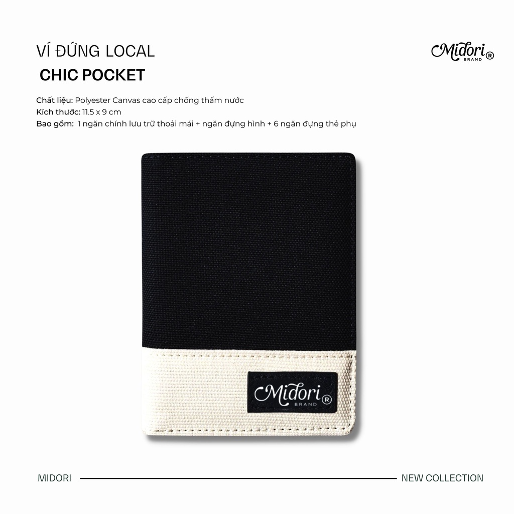 Ví Vải Đứng Chic Pocket Nam Nữ Polyester Siêu Bền Đẹp Chống Nước Unisex local brand