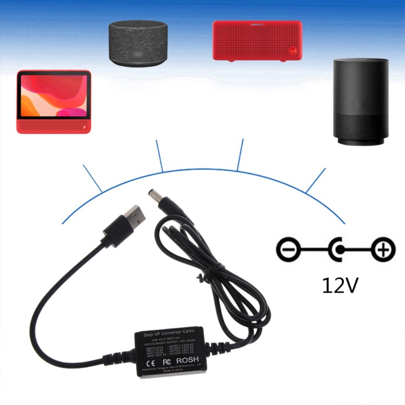 Cáp chuyển đổi dòng IOR USB sang DC Boost 5V sang 12V Dây nguồn điện áp có thể điều chỉnh