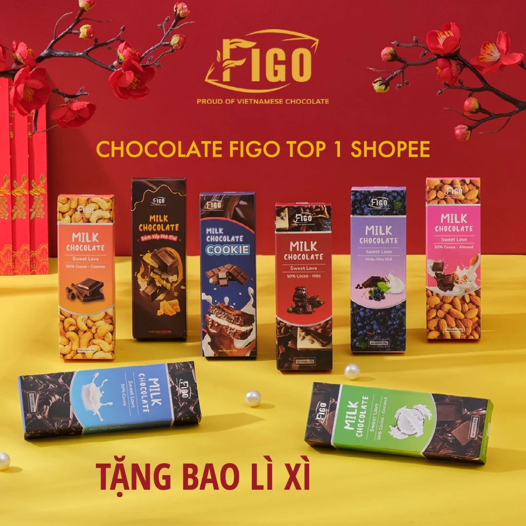 Thanh Socola FIGO Mix Nhiều Vị Sữa Cacao Trái Cây Đồ Ăn Vặt Nội Địa Việt Nam 20G