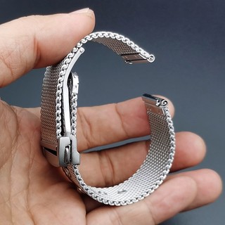 Dây Đồng Hồ Thay Thế Bằng Thép Không Gỉ Dạng Lưới Màu Bạc 20mm 22mm Cho Omega Seamaster 007