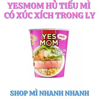 Thùng 12ly mì yesmom có xúc xích 4vị (tôm, bò, sườn, hủ tiếu mì) 79.2gr x 12ly