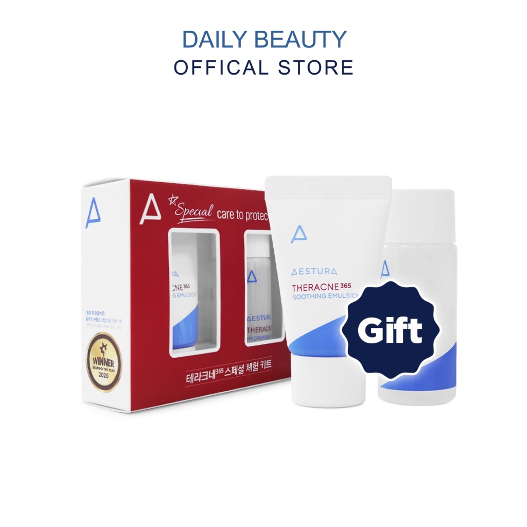 [GIFT] Bộ chăm da chuyên sâu Aestura THERACNE365 Special Trial Kit (Toner 15ml + Emulsion 10ml) Daily Beauty Official