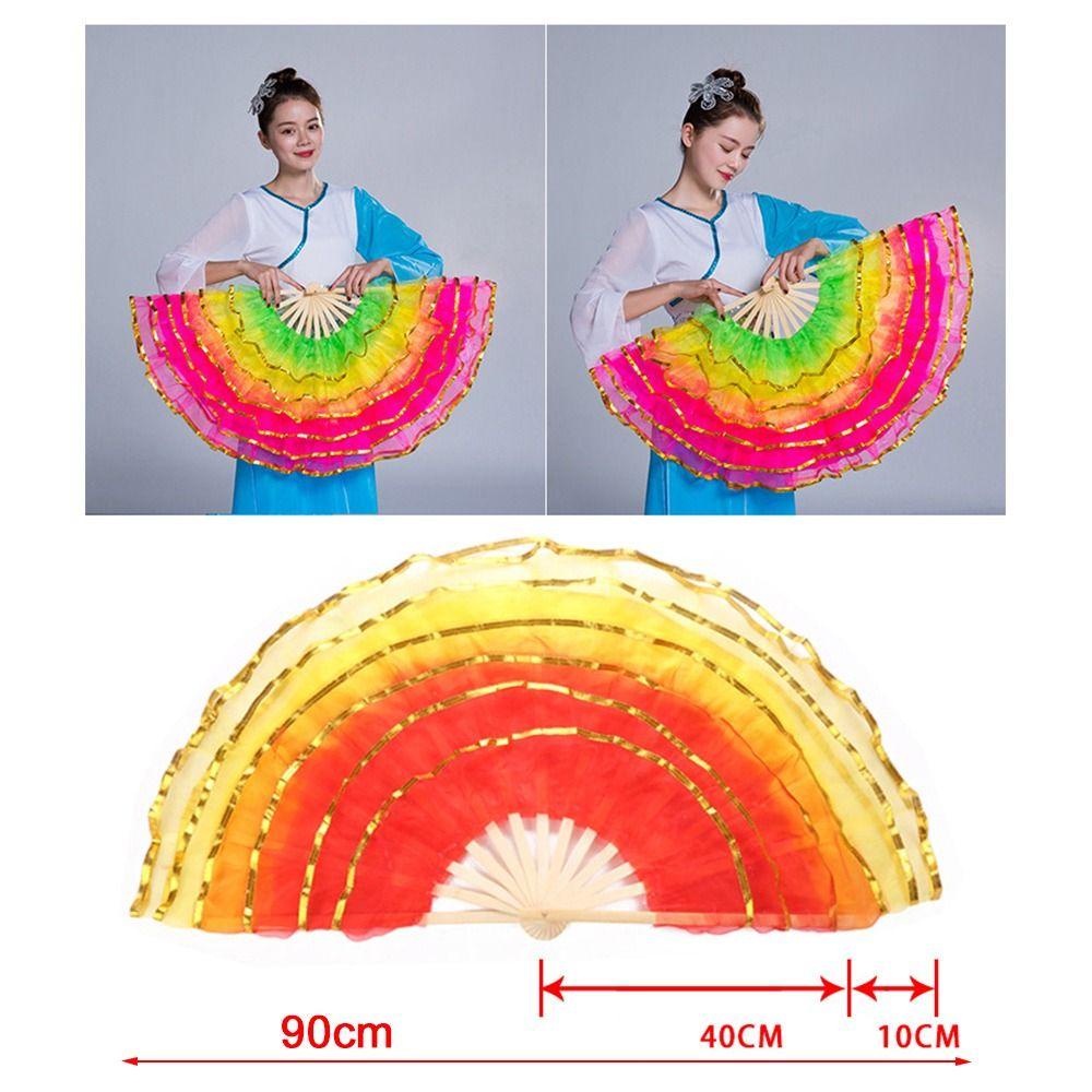Quạt nhảy múa bụng HOBBYIN Bán chạy Màu chuyển màu dài giả Rayon Silk Fan