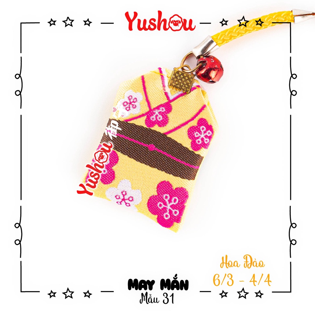 Túi Phước Yushou May Mắn Hoa Đào - Kiểu Omamori Nhật, Có sẵn, Quà tặng ý nghĩa.