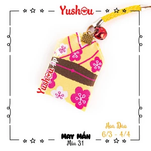 Túi Phước Yushou May Mắn Hoa Đào - Kiểu Omamori Nhật, Có sẵn, Quà tặng ý nghĩa.