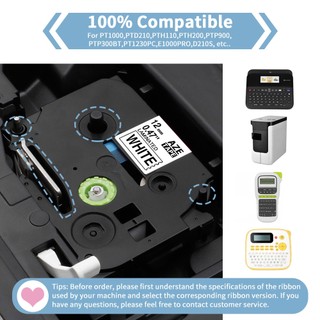 Băng Keo Trắng P-Touch 12mm Zz231 tze tape Cho Máy In Nhãn brother Pze231 Pt110