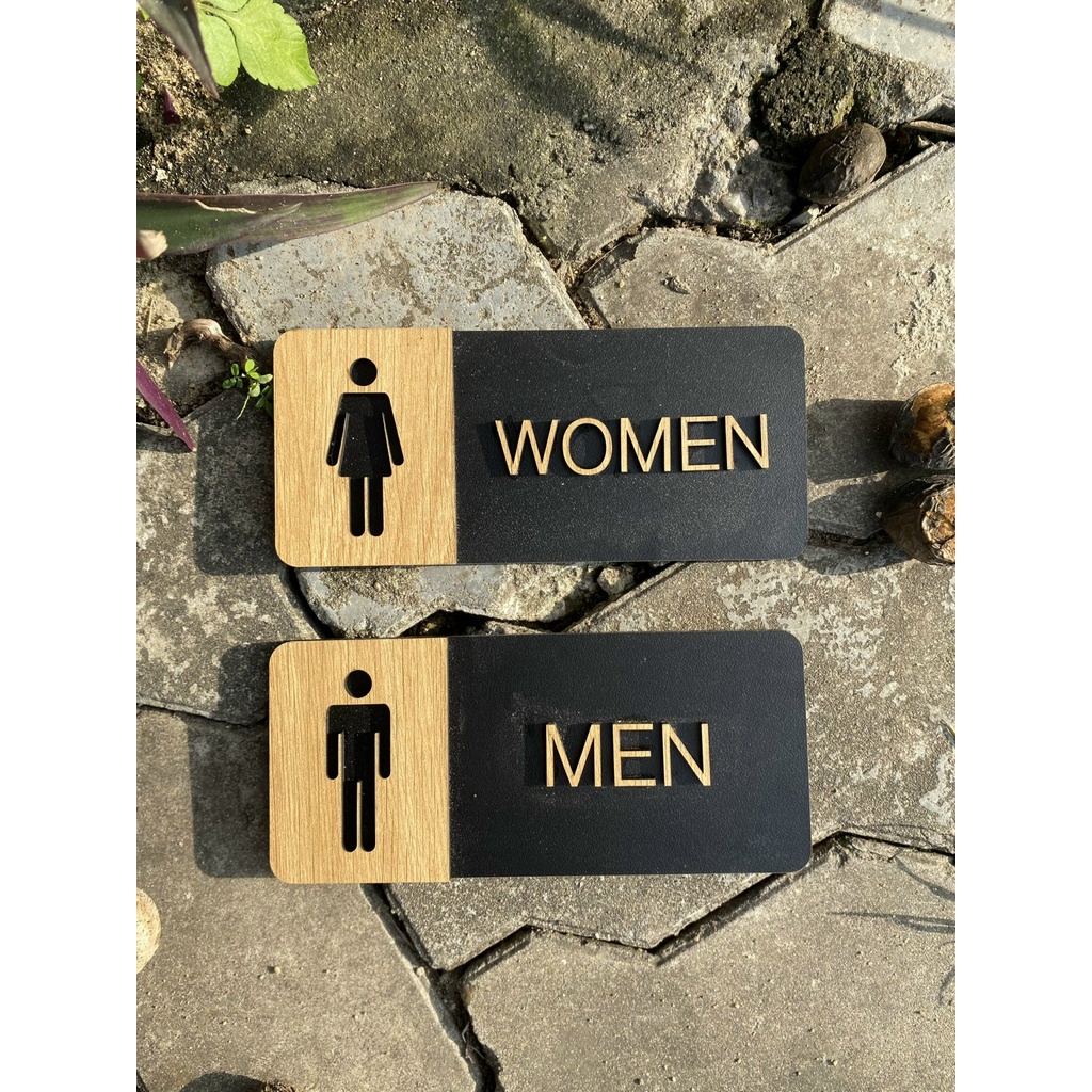 [CÓ VIDEO QUAY SP THẬT] Bảng gỗ WC mẫu 24 Nam-Nữ dán chữ nổi LUXI decor ...