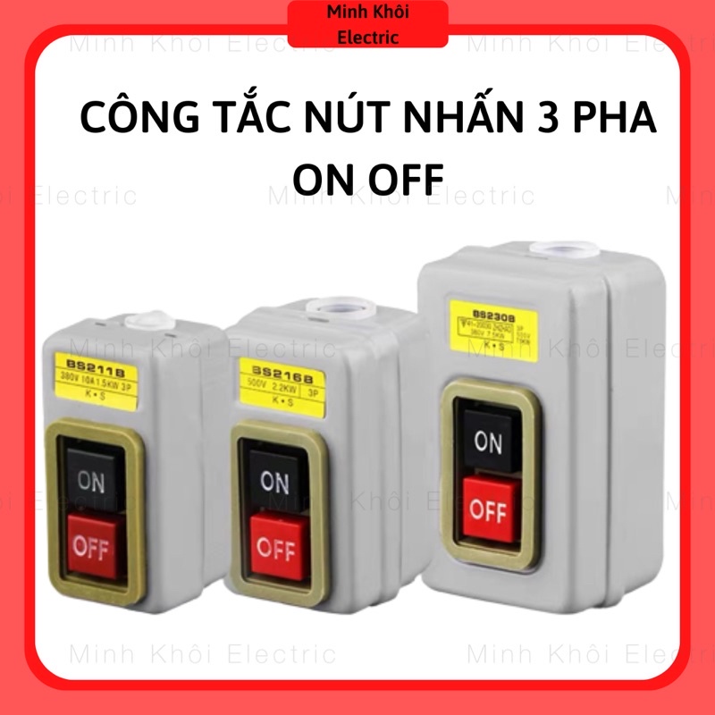Công Tắc Nút Nhấn 3 Pha On Off, công tắc nút nhấn nguồn, hộp điều khiển ...