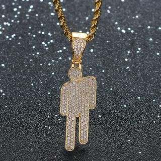 Dây Chuyền Mặt Hình Đầu Billie Eilish Đính Đá Zircon Toàn Diện Phong Cách Hip Hop Hipster Âu Mỹ