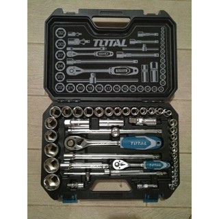 ĐỒ NGHỀ TOTAL Bộ 44 cái socket (1/4+1/2 inch) & cần 2 chiều THT421441 <HÀNG CHÍNH HÃNG>