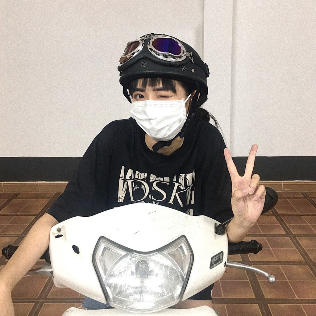 Ảnh Mũ bảo hiểm nửa đầu Hpro Helmet, có kính UV, phi công, tem Bò Sữa cute, an toàn, chất lượng, Freesize (55-59cm) 2