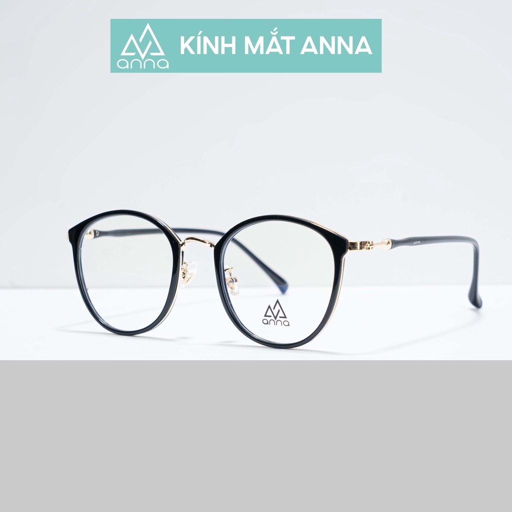 Gọng kính mắt thời trang ANNA nam nữ dáng tròn chất liệu kim loại cao cấp 420CN003