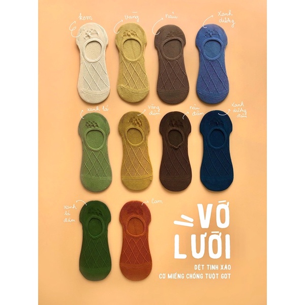 Tất Vớ Lười Dệt Kim Chất Cotton Haste Màu Trơn Nhiều Màu Xinh Xắn Unisex Có Miếng Chống Tụt Gót
