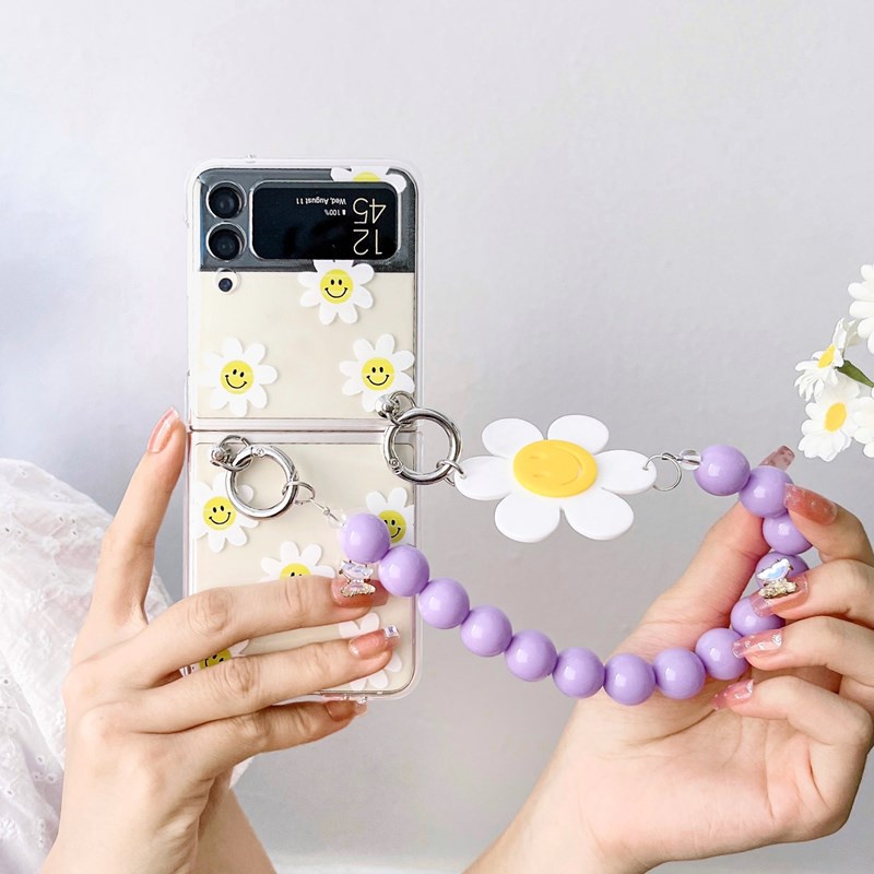 Ốp Điện Thoại Nắp Gập Hình Hoa Cúc / Mặt Cười 3D Dễ Thương Cho Samsung Galaxy Z Flip 3 5G Flip3 Z3 Samsung Galaxy Z Flip 4 5G Flip4 Z4
