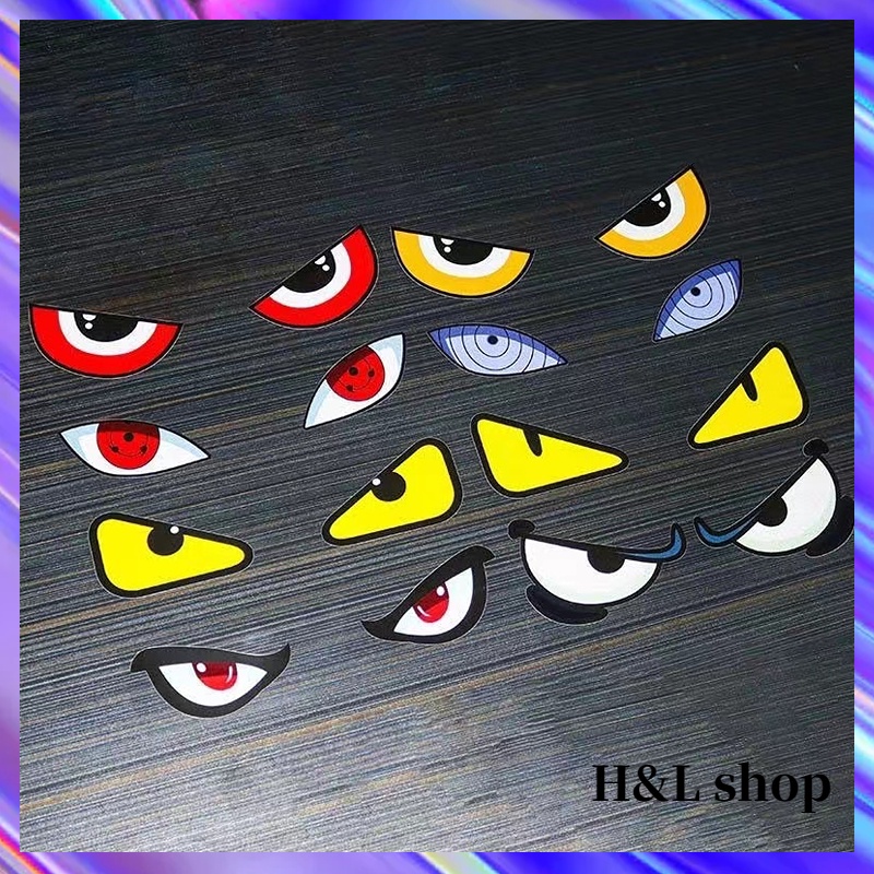 Hl Miếng Dán Trang Trí Xe Hơi / Mũ Bảo Hiểm Chống Thấm Nước Hình Đôi Mắt Quỷ Độc Đáo