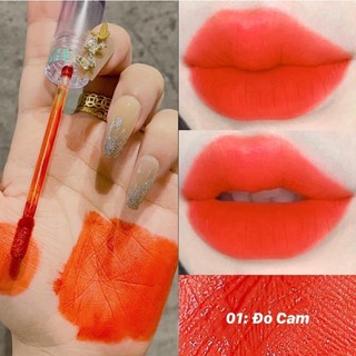 [Đỏ Cam] Son kem lì Melly Supper Matte thiên nhiên siêu mềm môi màu đỏ cam