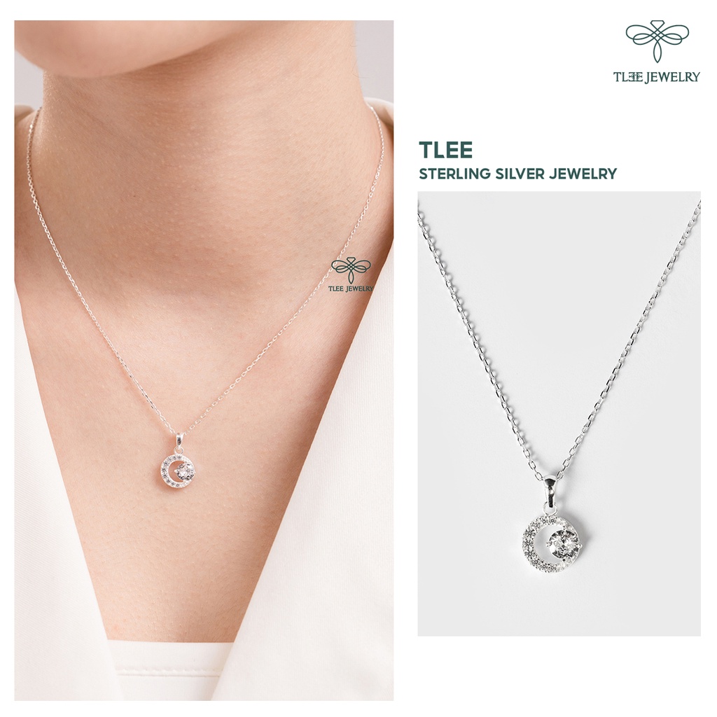 Dây chuyền bạc nữ TLEE mặt trăng đính đá cao cấp TLEE JEWELRY D0128