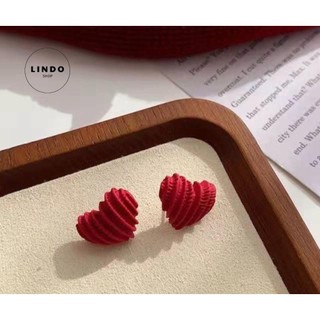 Bông tai xinh Hình Tim Đỏ xinh xắn, đáng yêu LINDO thích hợp làm quà tặng cho Valentine