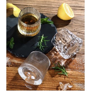 Set 6 ly thủy tinh đế lồi xoay cao cấp - cốc thủy tinh đẹp nhiều họa tiết sang trọng