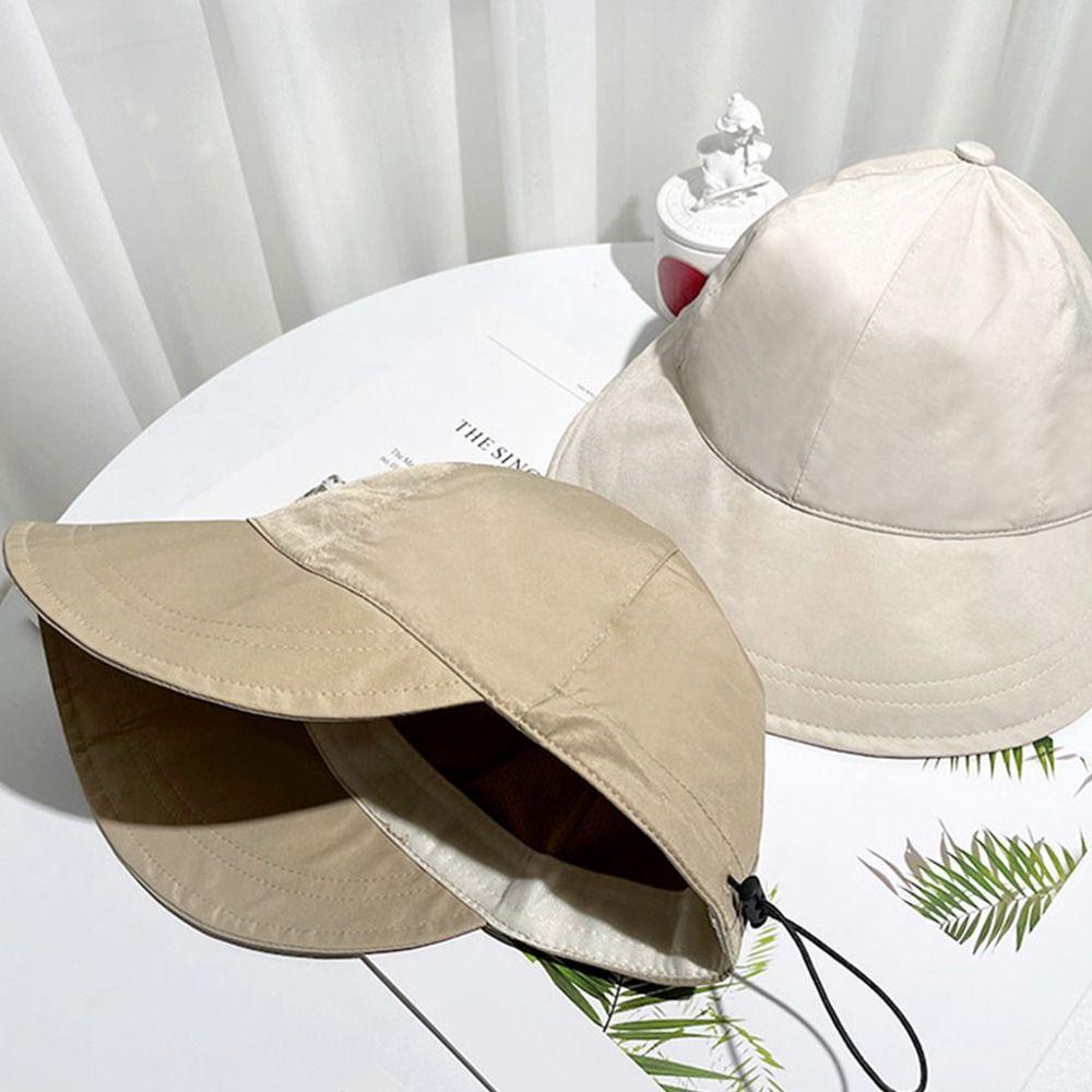 HAPPYNOOK Mũ Chống Nắng, Vành Rộng Dây Rút Mũ Đi Biển, Mùa Hè Đuôi Ngựa Có Thể Điều Chỉnh Có Thể Gập Lại Mũ Xô Nam Nữ