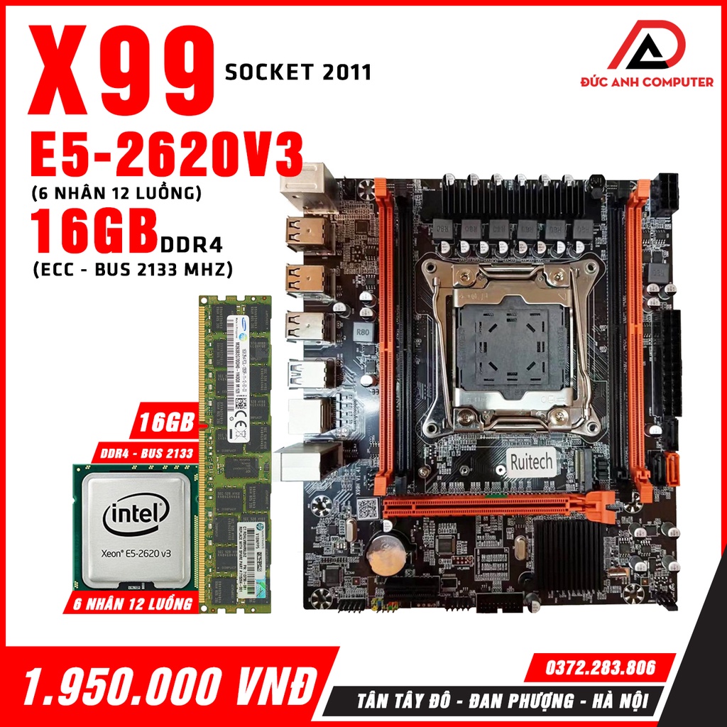 case máy tính COMBO Main X99 + CPU Xeon E5 2620 v3 + Ram 4 16GB ECC ...