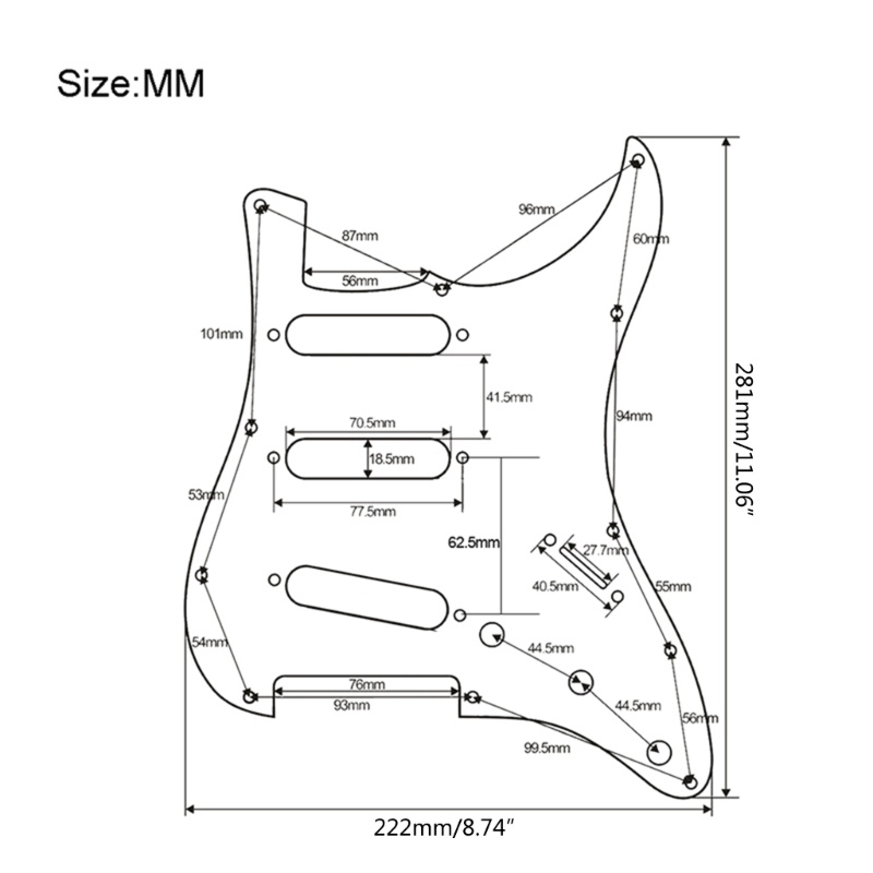 Mya 1Pc S + S + S 11 Lỗ Đàn Guitar Trái Pickguard Scratch Plate cho Mỹ Sản Xuất Tiêu Chuẩn Tiêu Chuẩn Phong Cách Hiện Đại 3Ply