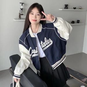 FREESHIP ÁO BOMBER XANH TAY TRẮNG THÊU NGỰC