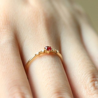♥Nhẫn Đính Hôn Mạ Vàng 18k Đính Đá Ruby Phong Cách Âu Mỹ Thời Trang