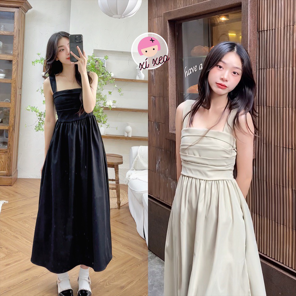 Váy 2 dây dáng dài chun lưng phong cách Hàn Quốc xixeoshop - v300 ...