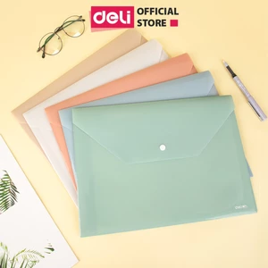 Combo 2 Túi file đựng tài liệu A4 Deli nhiều màu, my clear bag bìa đựng tài liệu văn phòng phẩm lưu trữ hồ sơ giấy tờ