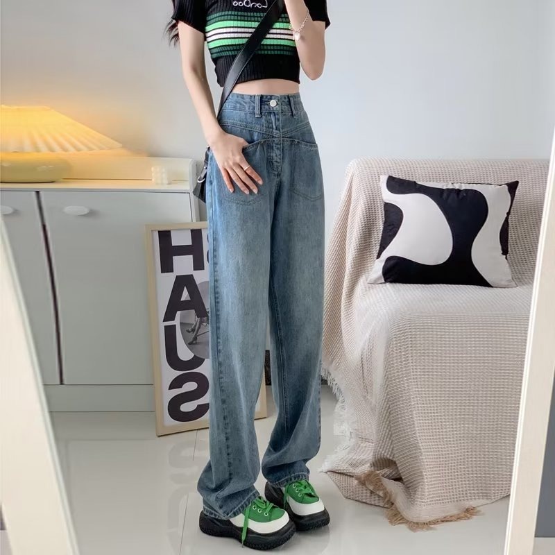 Ảnh Daduhey Quần jean ống rộng lưng cao có size lớn phong cách Hàn Quốc thời trang cho nữ 4