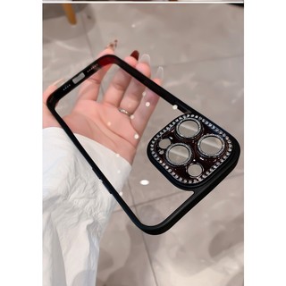 Ốp lưng MEIRUYI lưng trong chống ố bảo vệ camera lấp lánh gắn đá nhũ cho ip 13promax 14pro 14promax
