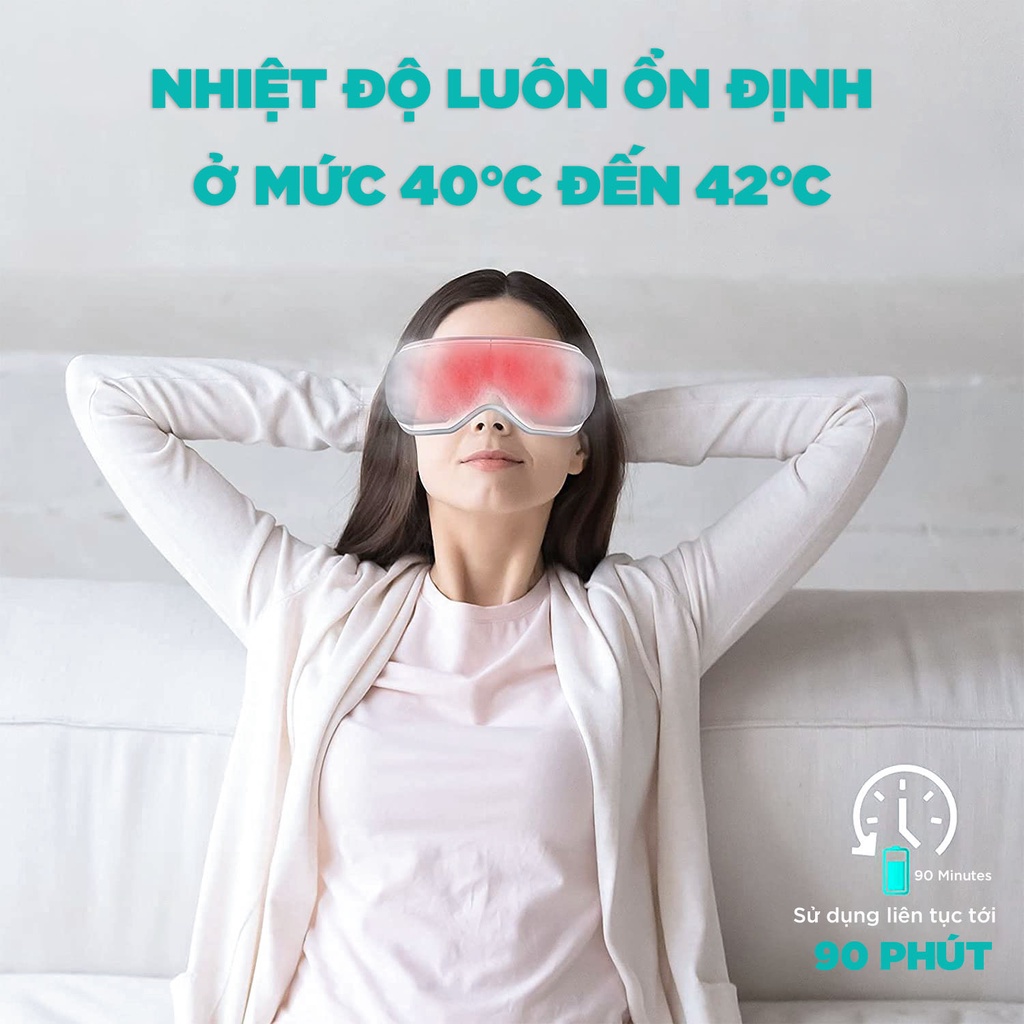 Ảnh Máy Massage Mắt Cao Cấp KINGTECH KY-925 Mát xa Túi Khí Kèm Nhiệt, Tích Hợp Bluetooth - Chính Hãng 2