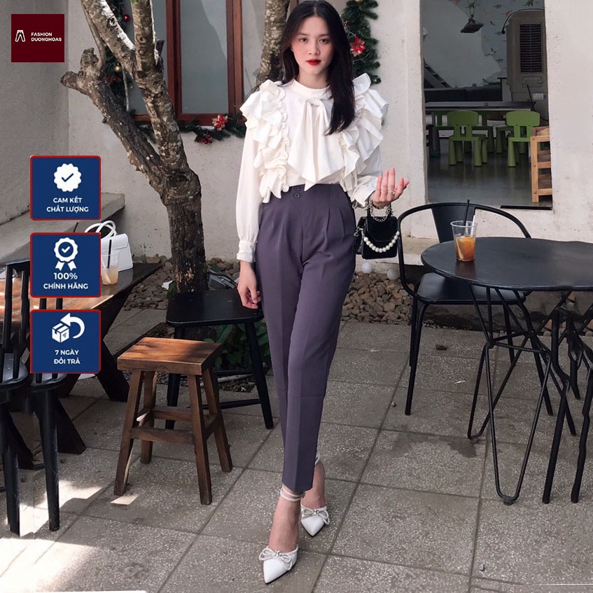Quần Baggy Cao Cấp Nữ Lưng Cạp Cao 2 Cúc Lệch Vải Quần Tây Vitex Loại Đẹp Mặc Tết m87