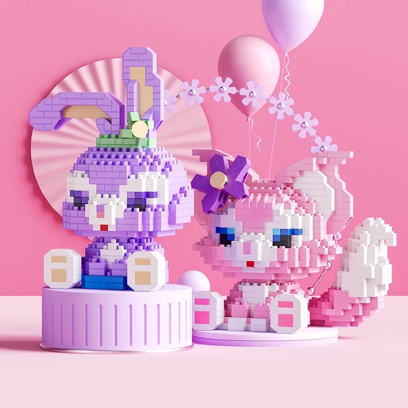 Đồ chơi xếp hình mini 3D size nhỡ 16cm lắp ghép hoạt hình đáng yêu