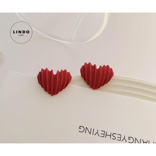 Bông tai xinh Hình Tim Đỏ xinh xắn, đáng yêu LINDO thích hợp làm quà tặng cho Valentine