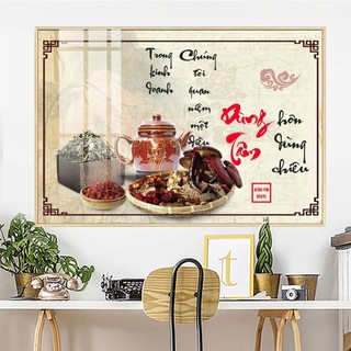 Tranh Treo Tường Đông Y Dưỡng Sinh (60x90cm) - Tranh Laminate Tráng Gương