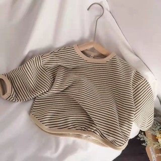 Áo len dài tay trẻ em Áo Hoodie sọc mùa thu trẻ em Áo nỉ thời trang Hàn Quốc