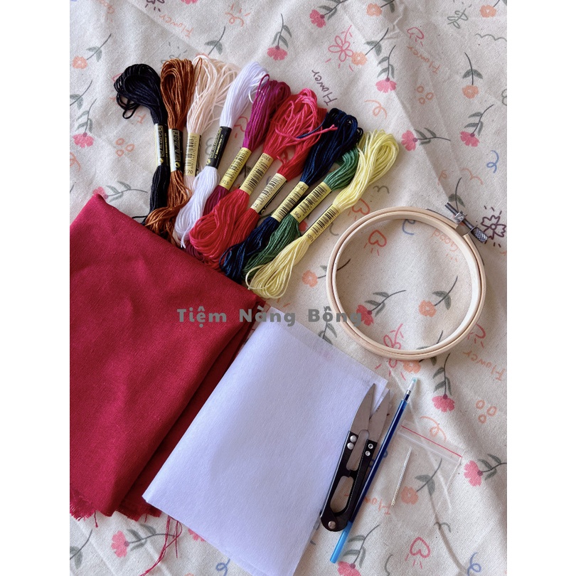 Bộ nguyên liệu tập thêu cho người mới bắt đầu | Shopee Việt Nam