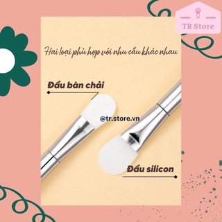 Cọ mặt nạ cao cấp bạc hai trong một đầu silicon và lông nilon