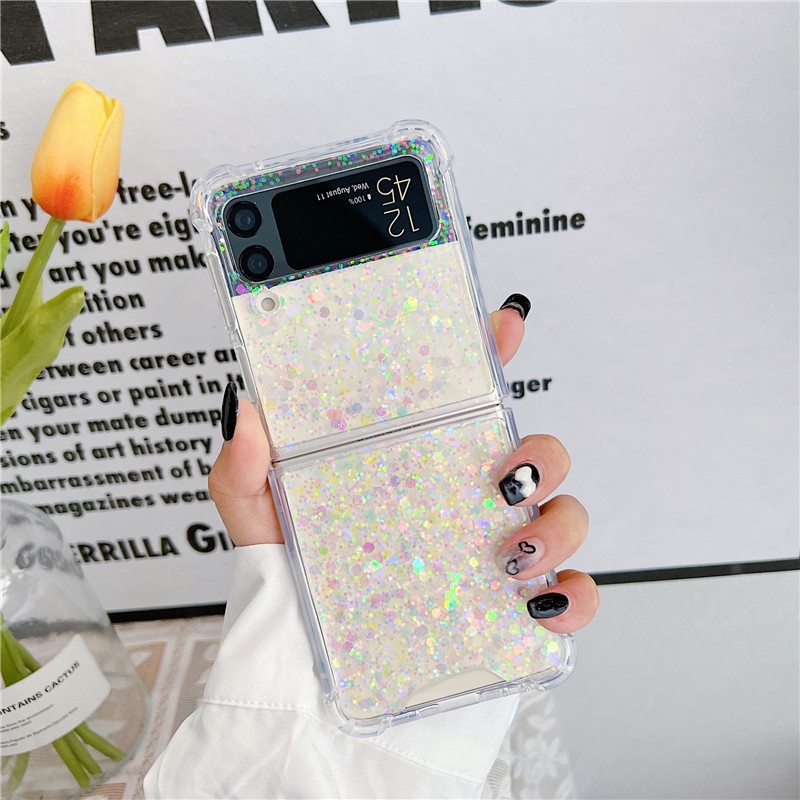Ốp Điện Thoại Silicon Mềm Trong Suốt Chống Sốc Đính Kim Tuyến Sang Trọng Cho Samsung Galaxy Z Flip 4 Z Flip 3 5G Z Flip 4 Zflip3 Z Flip4 Z Flip 3