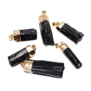 Mặt dây chuyền Tourmaline đen tự nhiên không đều, đá chữa lành, năng lượng trang sức