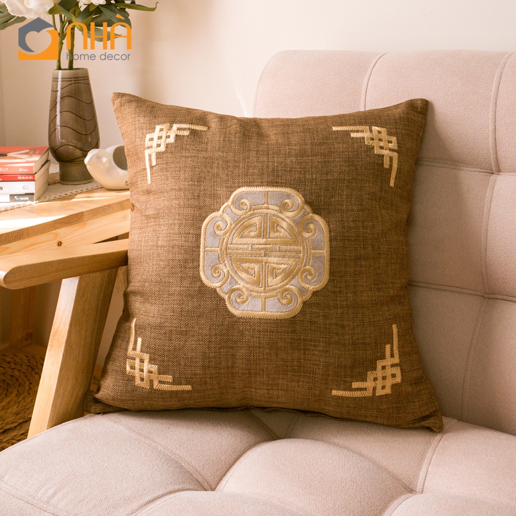 Vỏ Gối Vuông Trang Trí Sofa Họa Tiết Hoa Văn Cổ Điển Sang Trọng Passion