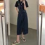 FREESHIP YẾM VÁY XANH ĐẬM VINTAGE DEMIN