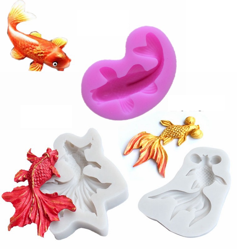 Khuôn Silicone Tạo Hình Làm Bánh Kẹo Hình Cá Vàng 3D DIY