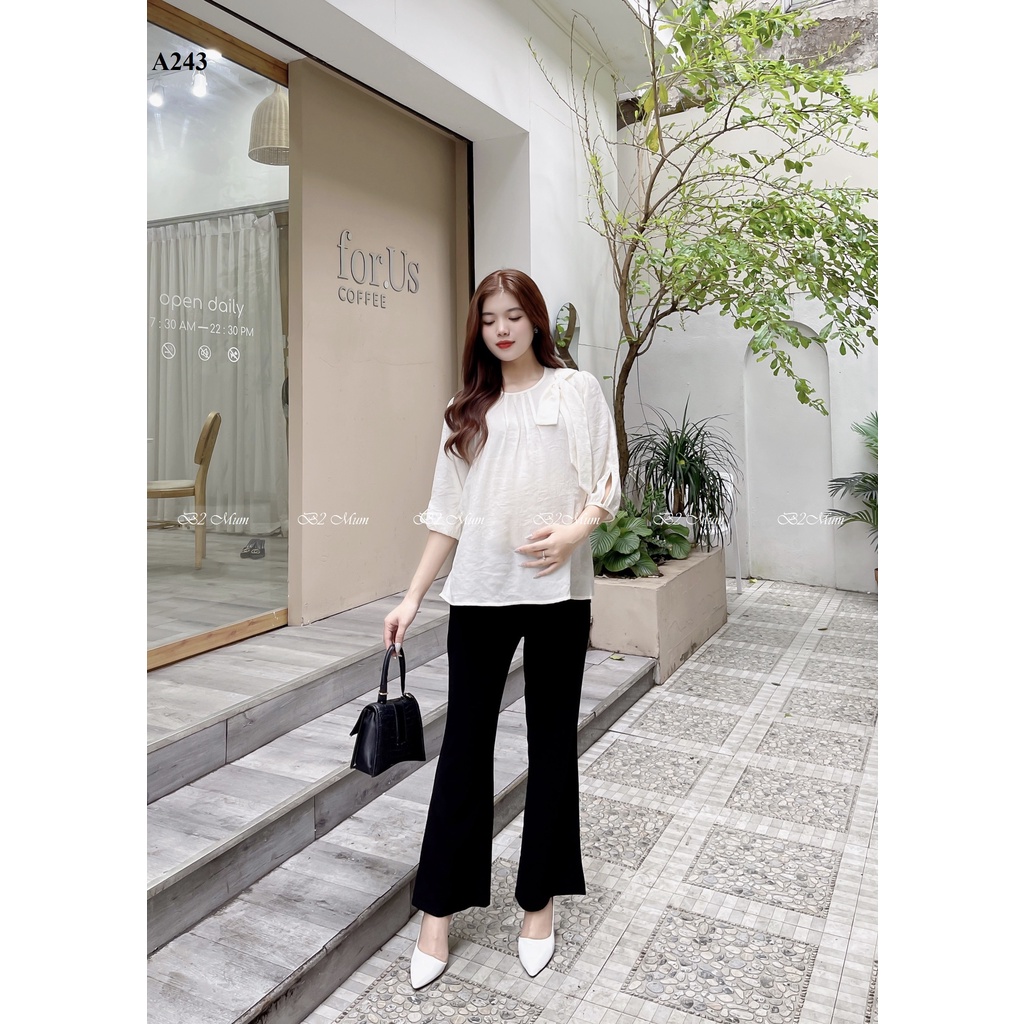 Áo bầu thiết kế Áo xếp li nơ A243 B2MUM